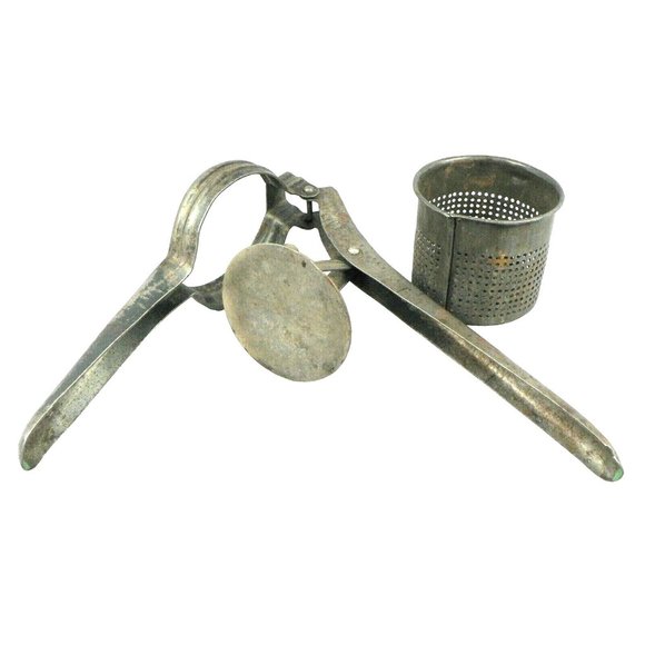 Potato Ricer Juicer Hand Press Masher Metal Primitive Vintage - Picture 2 of 12